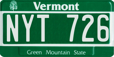 VT license plate NYT726