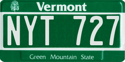 VT license plate NYT727
