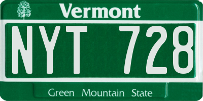 VT license plate NYT728