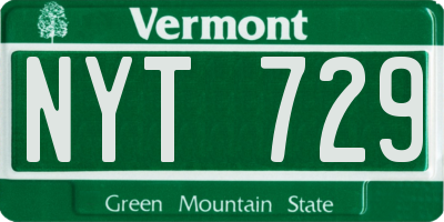 VT license plate NYT729