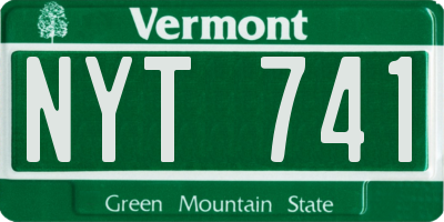 VT license plate NYT741