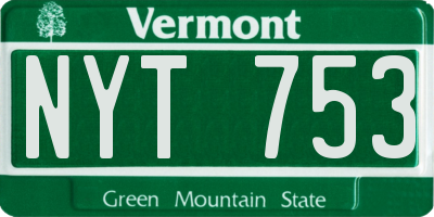 VT license plate NYT753