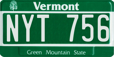 VT license plate NYT756