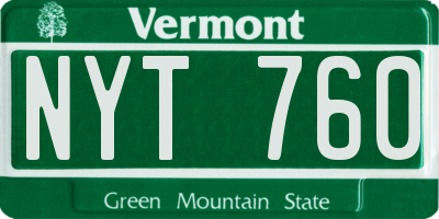 VT license plate NYT760