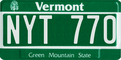 VT license plate NYT770