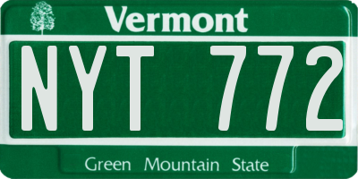 VT license plate NYT772