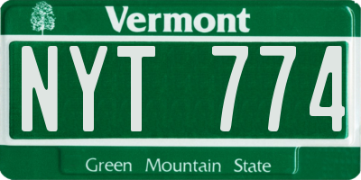 VT license plate NYT774