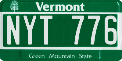 VT license plate NYT776