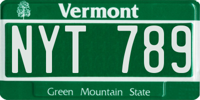 VT license plate NYT789