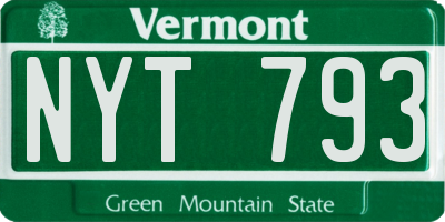 VT license plate NYT793