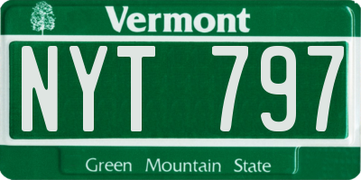 VT license plate NYT797
