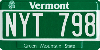 VT license plate NYT798