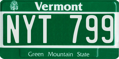 VT license plate NYT799