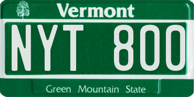 VT license plate NYT800