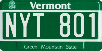 VT license plate NYT801