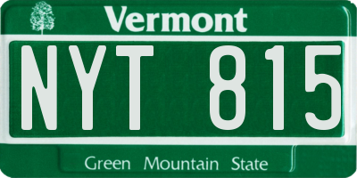 VT license plate NYT815