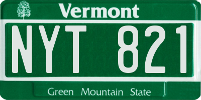 VT license plate NYT821