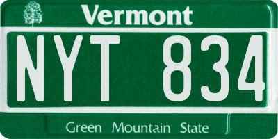 VT license plate NYT834