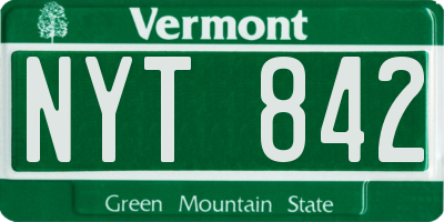 VT license plate NYT842