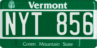 VT license plate NYT856