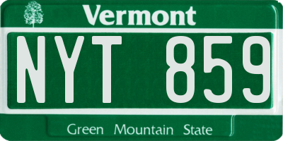 VT license plate NYT859