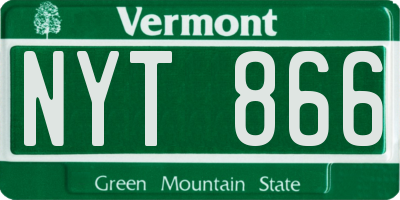 VT license plate NYT866