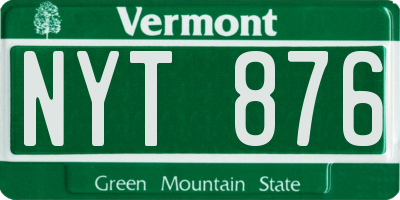 VT license plate NYT876