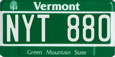 VT license plate NYT880