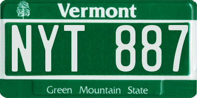 VT license plate NYT887