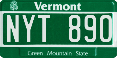 VT license plate NYT890