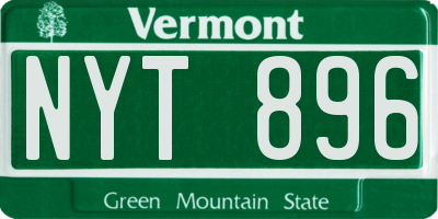 VT license plate NYT896