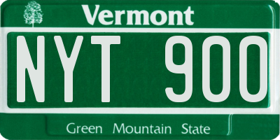VT license plate NYT900