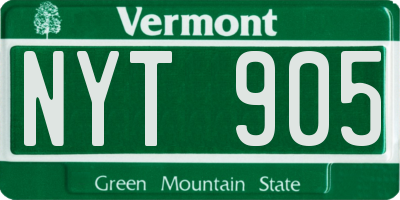 VT license plate NYT905