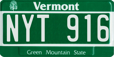 VT license plate NYT916