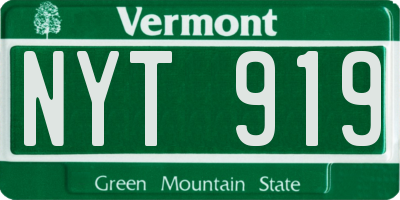 VT license plate NYT919