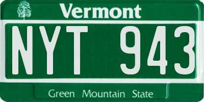 VT license plate NYT943