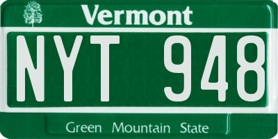VT license plate NYT948