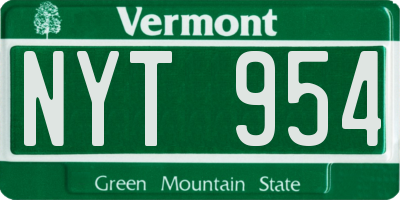 VT license plate NYT954