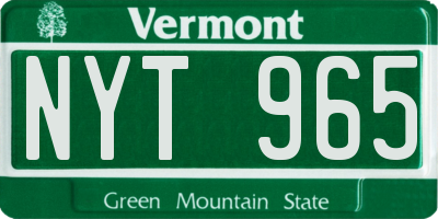 VT license plate NYT965