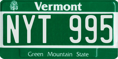 VT license plate NYT995