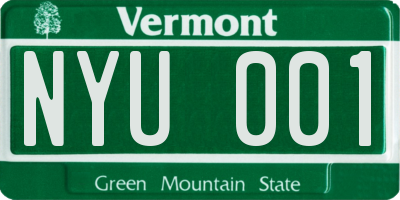 VT license plate NYU001