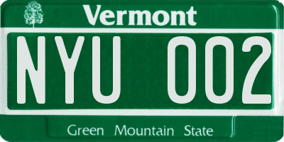 VT license plate NYU002