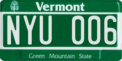 VT license plate NYU006