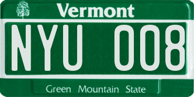 VT license plate NYU008