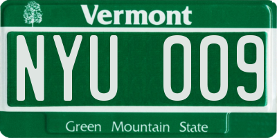 VT license plate NYU009