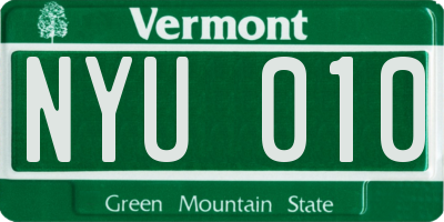 VT license plate NYU010