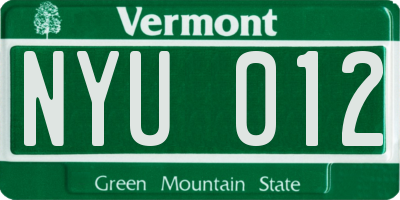 VT license plate NYU012