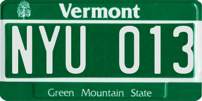 VT license plate NYU013