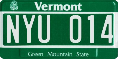VT license plate NYU014