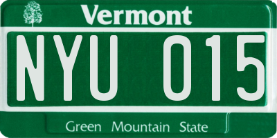 VT license plate NYU015